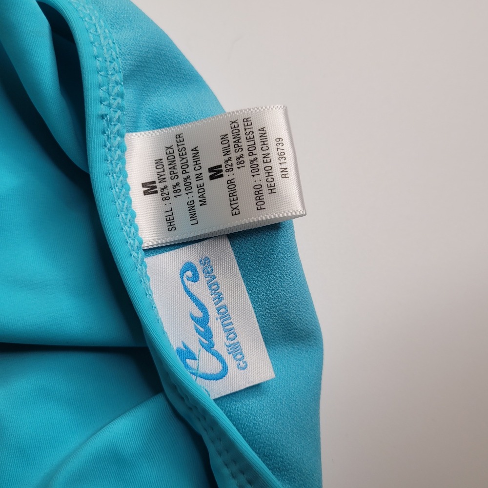 California Waves Turquoise Strappy Scoop Bikini Bottoms Medium Blue NEW - Picture 6 of 11